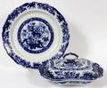 CAULDON  STAFFORDSHIRE BLUE TRANSFER CHOP PLATE