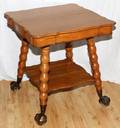 AMERICAN OAK PARLOR TABLE LATE 19TH C SQUARE