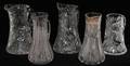 CUT  PRESSED GLASS PITCHERS EARLY 20TH C FIVE