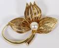 14KT YELLOW GOLD  PEARL BROOCH