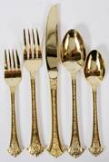 GOLD PLATED STAINLESS STEEL FLATWARE 74 PIECES
