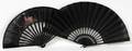 CONTINENTAL BLACK PLEATED FANS EARLY 20TH C TWO