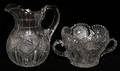 AMERICAN CUT GLASS DOUBLE HANDLE BOWL  PITCHER TWO H