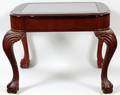 CHIPPENDALE STYLE MAHOGANY SIDE TABLE W GLASS TOP