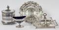 SHEFFIELD PLATE BISCUIT BOX COMPOTE AND FRUIT BOWL