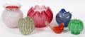 GLASS ROSE BOWLS VASES  BIRD SIX PIECES