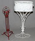 WROUGHT IRON AND TOLE PLANT STANDS 2 PCS