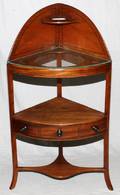 GEORGE III PERIOD MAHOGANY CORNER WASH STAND 19TH C