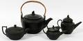 ENGLISH BLACK BASALT TEAPOTS 4 PCS
