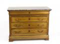 19th C Louis Philippe Walnut Commode wMarble Top