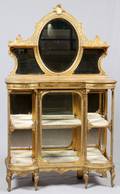 FRENCH GILT WOOD MIRRORED CURIO CABINET 19TH C