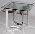 MODERN GLASS TOP  STEEL SQUARE TABLE