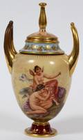 ROYAL VIENNA PORCELAIN COVERED URN 19TH C