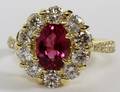 206CT NATURAL RUBY  DIAMOND 18 KT GOLD LADYS RING