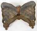 FRENCH GILT METAL BUTTERFLY BONNET BOX ANTIQUE