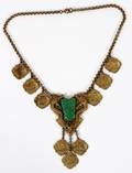 CHINESE GILT METAL  JADE DRAGON NECKLACE
