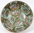 CHINESE CANTON ROSE MEDALLION PORCELAIN PUNCH BOWL