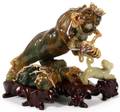 CHINESE HARDSTONE TIGER W 14KT GOLD  STONE MOUNTS
