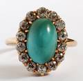 14KT YELLOW GOLD TURQUOISE  DIAMOND RING