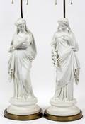 A THABARD BISQUE FIGURAL LAMPS LATE 19TH C TWO