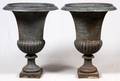 CAST IRON PEDESTAL BASE PLANTERS 20TH C PAIR