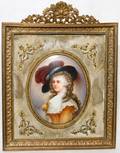 PAINTED PORCELAIN PORTRAIT MINIATURE EARLY 20TH C
