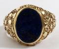 14KT YELLOW GOLD  OVAL LAPIS LAZULI RING