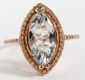 18KT ROSE GOLD  DIAMOND AQUAMARINE RING