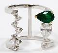 067CT NATURAL EMERALD  DIAMOND LADYS RING