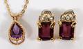 10 KT GOLD AMETHYST PENDANT AND EARRINGS 3 PCS