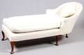 MAHOGANY UPHOLSTERED CHAISE LOUNGE