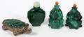 CHINESE MALACHITE  SILVER SNUFF BOTTLES FOUR