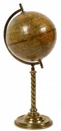MINIATURE GLOBE W BRASS PEDESTAL BASE