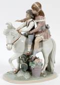 LLADRO PORCELAIN FIGURE OF CHILDREN RIDING PONY