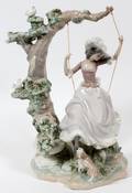 LLADRO PORCELAIN FIGURE VICTORIAN GIRL ON SWING