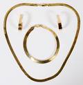 14 KT GOLD HERRINGBONE NECKLACE BRACELET  EARRINGS