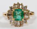 EMERALD AND DIAMOND BALLERINA RING