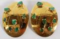18KT YELLOW GOLD EARRINGS GREEN EMERALDS