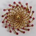 18KT YELLOW GOLD BROOCH SAPPHIRES
