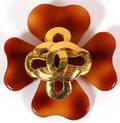 CHANEL FAUX TORTOISE SHELL BROOCH