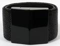 GIORGIO ARMANI BLACK SHAGREEN CUFF BRACELET