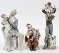 LLADRO PORCELAIN FIGURES OF MEN W CHILDREN THREE