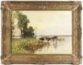 Dutch OC Cows At Waters Edge 19th 20th C