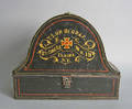 Tin hat box with painted decoration TS UP DeGraf EC St Omers No 19 Elmira NY