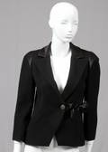 CHANEL BLACK WOOL BLEND  SILK BOW BLAZER