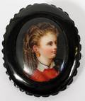 HANDPAINTED PORCELAIN PORTRAIT BROOCH C 1870