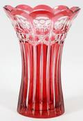 CRYSTAL CRANBERRY TO CLEAR VASE