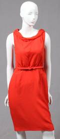 ESCADA POPPY RED SILK DAY DRESS W BELT