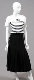 CHANEL BOUTIQUE STRIPED SWEATER  PLEATED SKIRT