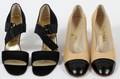 CHANEL TAN  BLACK LEATHER SPECTATOR PUMPS SIZE 38